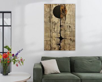Abstract  met zwarte cirkel en gouden barsten van Art & Soul Creations