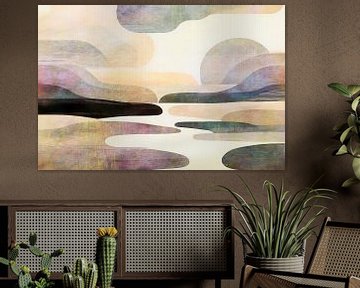 Abstractie van een Scandinavisch herfstlandschap van Mad Dog Art
