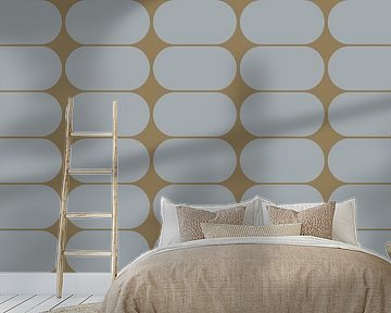 Scandinavian Retro Shapes Abstraction Blue Grey
