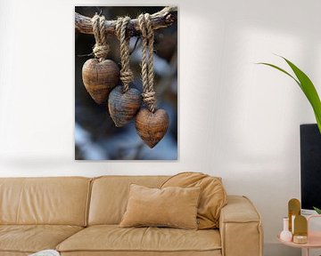 Houten Harten Aan Rustiek Touw Gehangen van Art & Soul Creations