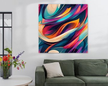 Abstract lijnenspel met veel kleur