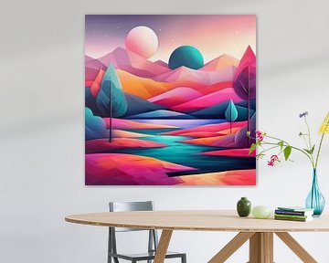 Abstract landschap met veel kleur