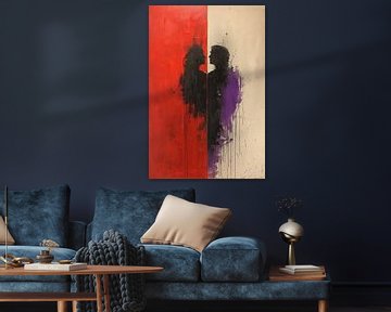 Abstract Expressionistisch Portret van een Omhelzing van Art & Soul Creations