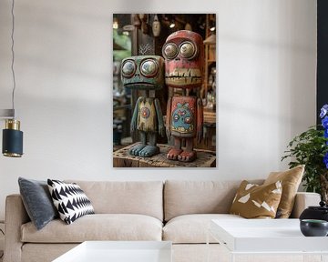 Twee Kleurrijk Houten Figuren van Art & Soul Creations