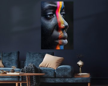 Dynamisch Gezicht met Kleurrijk Regendruppels van Art & Soul Creations