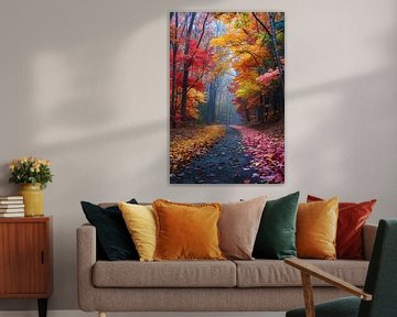 Winding Forest Path in Autumn colours by Art & Soul Creations