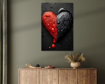Abstract Hart in Zwart en Rood van Art & Soul Creations