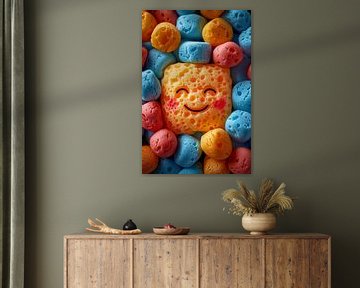 Vrolijke spons omringd door snoepjes van Art & Soul Creations