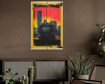 Retro TV en Modern stadsgezicht van Art & Soul Creations
