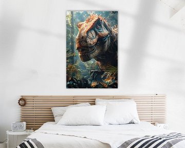 Portret van een majestueuze dinosaurus in het oerwoud van Art & Soul Creations