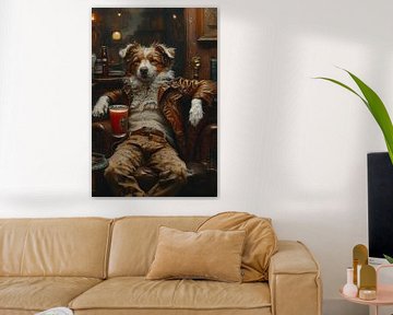 Charismatic Dog in Vintage Armchair by Art & Soul Creations