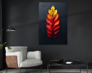 Bunte Herbstblätter auf dunklem Hintergrund von Art & Soul Creations