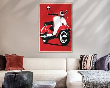 Popart Print Rode Italiaanse Scooter van Art & Soul Creations