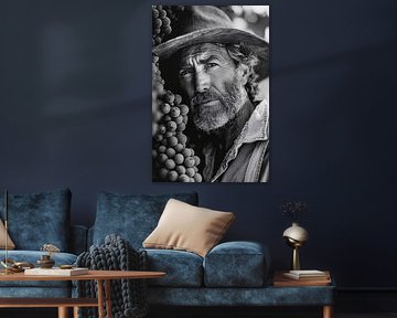 Portret van een wijngaardenier met druiven van Art & Soul Creations