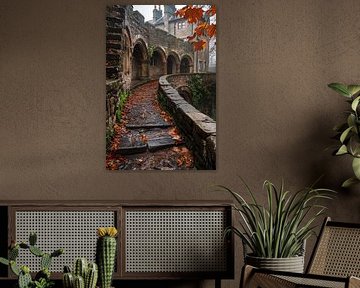 Autumn trail with Stone Arches and Trees