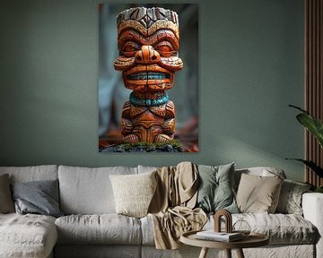Handgefertigter Tiki-Zauberer mit leuchtenden Farben von Art & Soul Creations