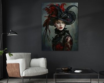 Vrouwenportret van Abstract Schilderij