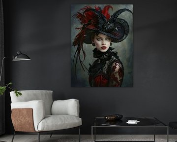 Vrouwenportret van Abstract Schilderij