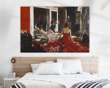 Rode Avondjurken | Red Gowns and Secret Tales van Blikvanger Schilderijen