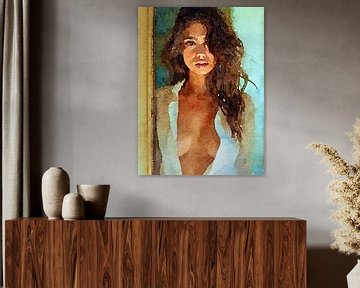 Portret van een vrouw olieverf schilderij van The Photo Artist