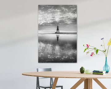 Zonsopgang Cuxhaven in zwart-wit van Manfred Voss, Zwart-Wit Fotografie