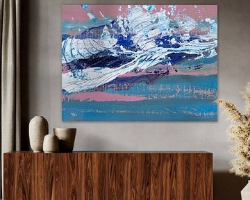 Pink Sea Blue Wave | Abstract Art van ART Eva Maria