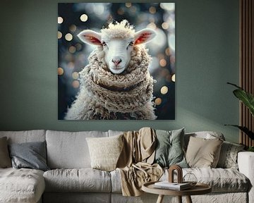 Winters schapen portret van Vlindertuin-Art