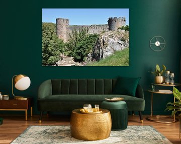 The ruins of Padern castle overlooking the village by Frank Photos