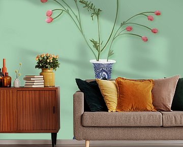 Flowers on Delft blue vase print