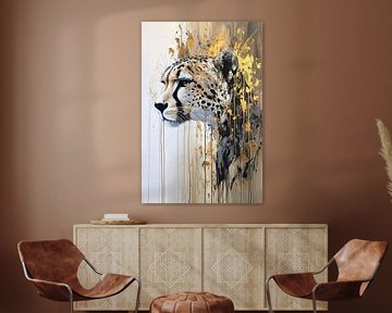 Cheetah with gold paint splashes by Imperial Art House