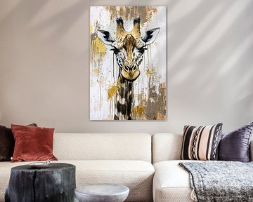Peinture expressive de girafe sur toile sur Imperial Art House