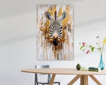 Peinture zébrée avec accents dorés