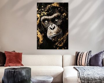 Golden monkey on black background by Imperial Art House