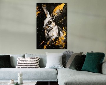 Abstract konijn met goudaccenten van Imperial Art House