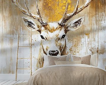 Expressionistischer Hirsch mit Goldakzenten von Imperial Art House