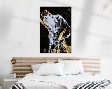 Abstrakter Hund in Schwarz und Gold von Imperial Art House