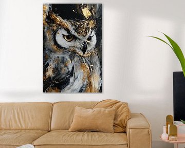 Abstracte uil met gouden accenten van Imperial Art House