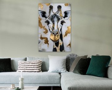 Schwarze und weiße Giraffe mit Gold von Imperial Art House