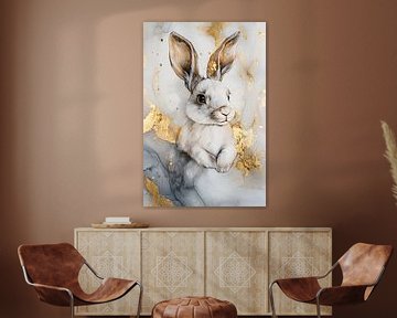 Konijn met gouden accenten van Imperial Art House