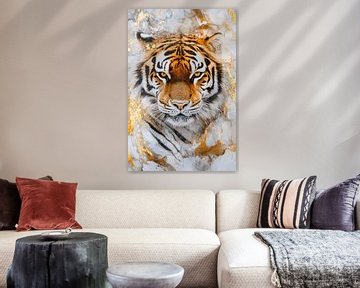 Hyperrealistische tijger met gouden accenten van Imperial Art House