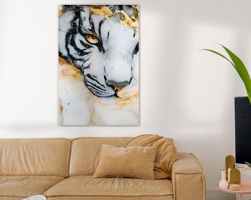 Abstract tiger with gold details