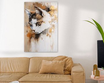 Kat met abstracte gouden verf van Imperial Art House
