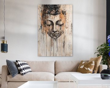 Abstract Buddha face with paint splashes by Imperial Art House