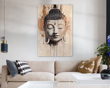 Monochrome Buddha painting on canvas by Imperial Art House