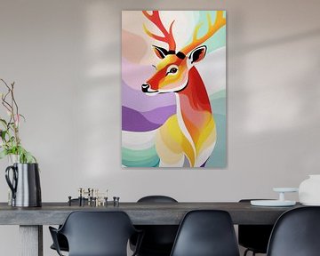Abstract kleurrijk hert met geweien van Imperial Art House