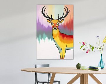 Kleurrijke hertenafbeelding op abstracte achtergrond van Imperial Art House