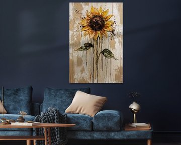 Expressive sunflower on canvas by Imperial Art House