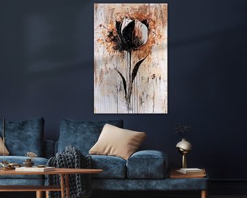 Abstracte tulp met verfstrepen van Imperial Art House