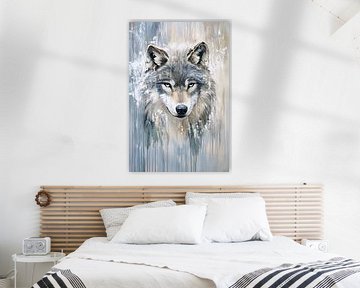 Peinture de loup avec des traits expressifs sur Imperial Art House