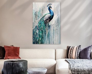 Abstract pauw schilderij op canvas van Imperial Art House